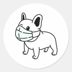 CUTE BULLDOG WITH FACE MASK ENVELOPE SEAL Sticker