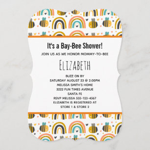Cute Bumble Bee and Rainbows Pattern Baby Shower Invitation