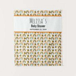 Cute Bumble Bee and Rainbows Pattern Baby Shower Tapestry