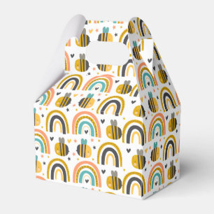 Cute Bumble Bee and Rainbows Pattern Favour Box