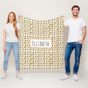 Cute Bumble Bee and Rainbows Pattern Fleece Blanket
