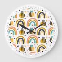 Cute Bumble Bee and Rainbows Pattern