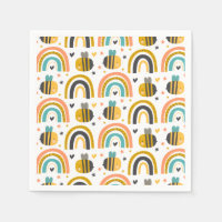 Cute Bumble Bee and Rainbows Pattern