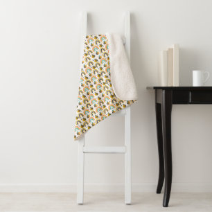 Cute Bumble Bee and Rainbows Pattern Sherpa Blanket