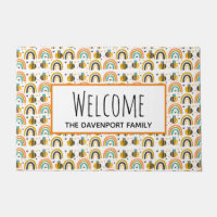 Cute Bumble Bee and Rainbows Pattern Welcome