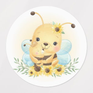 Cute Bumble Bee and Sunflowers