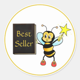 Cute Bumble Bee & Best Seller Book Classic Round S Sticker