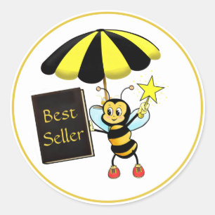 Cute Bumble Bee & Best Seller Book Classic Round Sticker