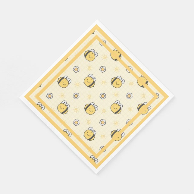 Cute Bumble Bee Boy Girl Baby Shower Napkin (Corner)