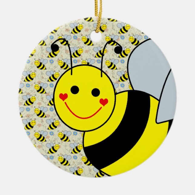 Cute Bumble Bee Ceramic Tree Decoration (Front)