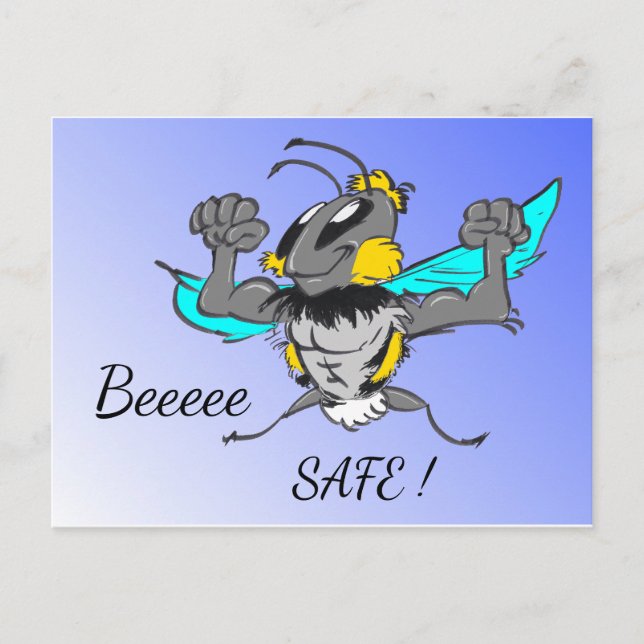 Cute Bumble Bee Cust. Text 'Be Safe' Postcard (Front)