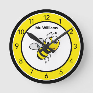 Cute Bumble Bee Custom Round Clock