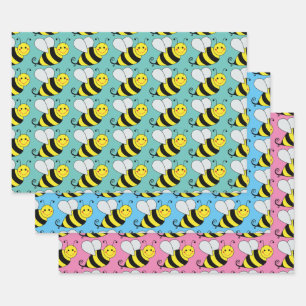 Cute Bumble Bee Pattern Colorful Wrapping Paper Sheet