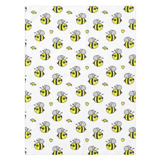 Cute Bumble Bee Pattern White Tablecloth