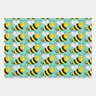 Cute Bumble Bee Pattern Wrapping Paper Sheet