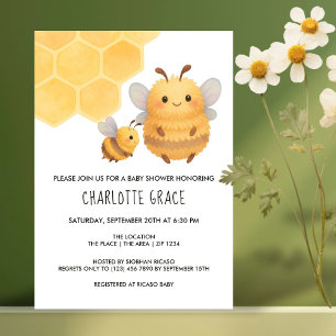 Cute Bumble Bee Personalised Baby Shower Invitation