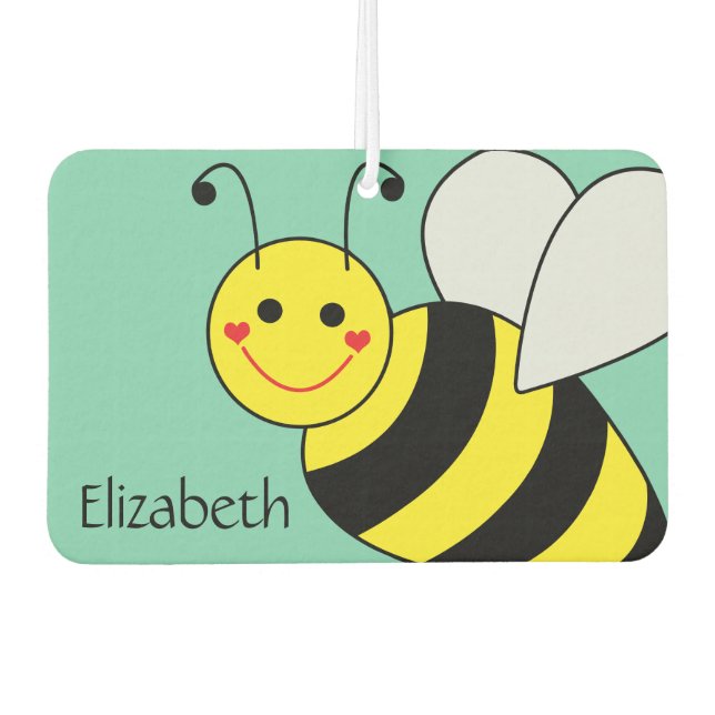 Cute Bumble Bee Personalised Car Air Freshener (Front)