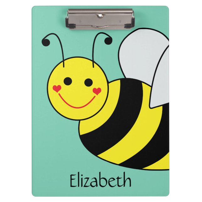 Cute Bumble Bee Personalised Clipboard (Front)