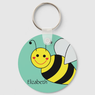 Cute Bumble Bee Personalised Key Ring