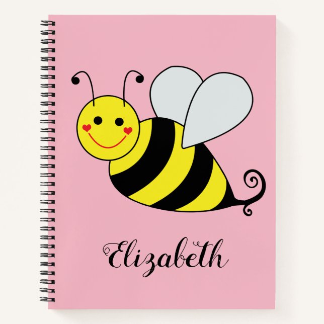 Cute Bumble Bee Personalised Notebook (Front)