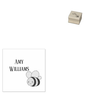 Cute bumble bee personalised rubber stamp