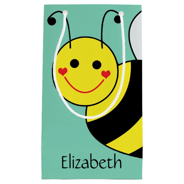 Cute Bumble Bee Personalised Small Gift Bag (Front)