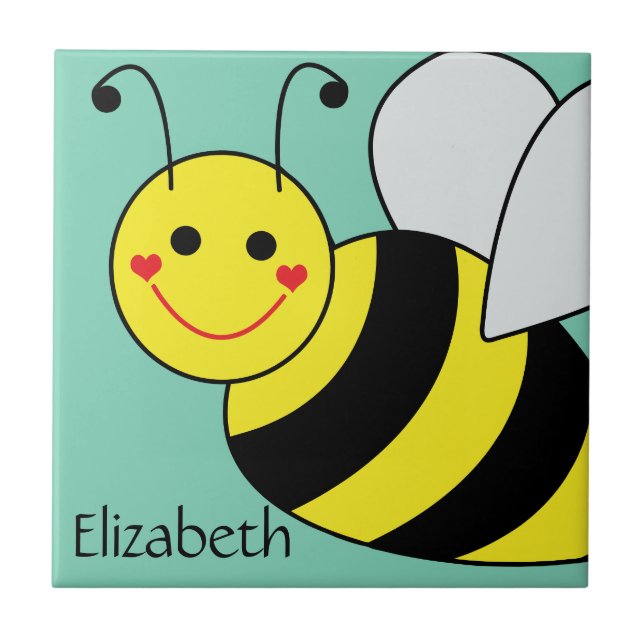 Cute Bumble Bee Personalised Tile (Front)