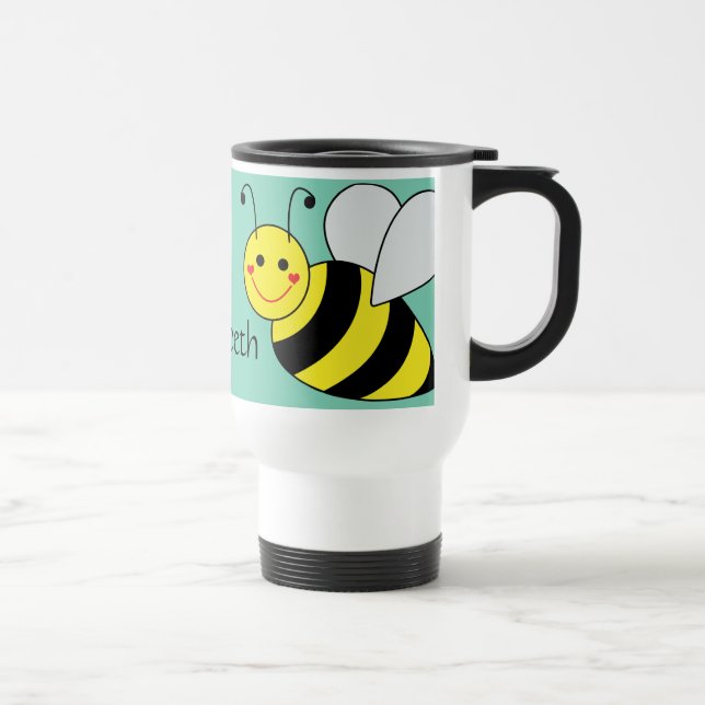 Cute Bumble Bee Personalised Travel Mug (Right)
