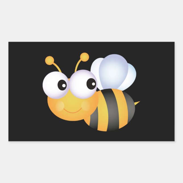 Cute Bumble Bee Rectangular Sticker (Front)