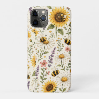 Cute Bumble Bee & Wildflower Pattern Case-Mate iPhone Case