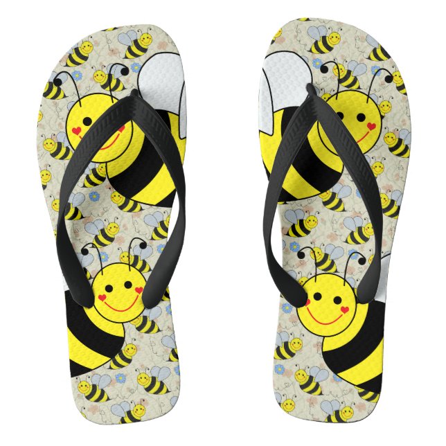 Cute Bumble Bee with Pattern Jandals (Footbed)