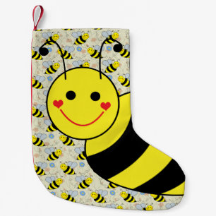 Cute Bumble Bee with Pattern Small Christmas Stocking