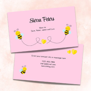 Cute Bumble Bees and Hearts Pink Mum Calling Card