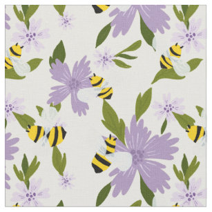 Honey Bumble Bee Hive Sunny Yellow Floral Fabric