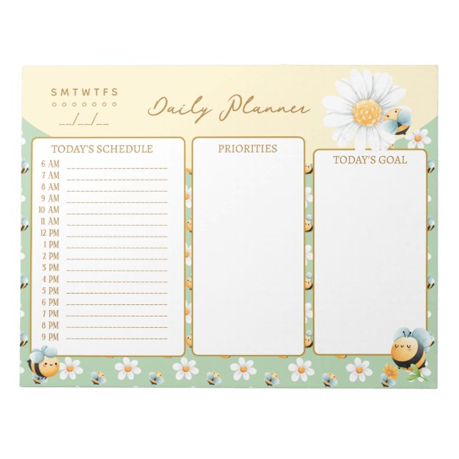 Cute Bumble Bees Custom Planner Notepad (Front)