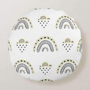 Cute Bumblebee and Rainbow Nursery Round Cushion