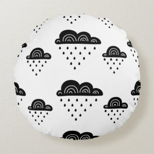Cute Bumblebee and Rainbow Nursery Round Cushion