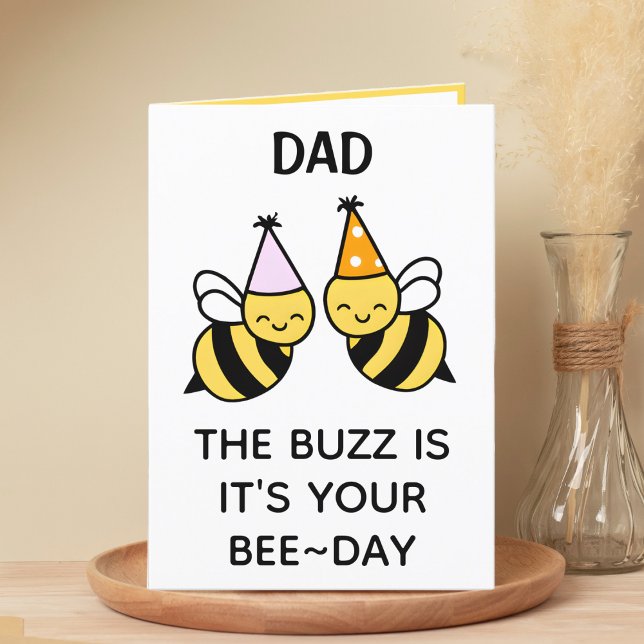 Cute Bumblebee Bee Dad Father Happy Birthday Thank You Card (cute bee bumblebee birthday card for dad)