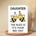 Cute Bumblebee Bee Daughter Happy Birthday Thank You Card<br><div class="desc">Looking for a unique way to express your love and humour to your child? Our funny bumblebee pun greeting card is the perfect choice for your daughter on her birthday! Customise it by adding your own personal message.  Design features two bees wearing pink and orange birthday party hats.</div>