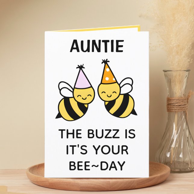 Cute Bumblebee Bee Family Aunt Happy Birthday Thank You Card (cute bee bumblebee birthday card for aunt)