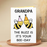 Cute Bumblebee Bee Grandfather Happy Birthday Thank You Card<br><div class="desc">Looking for a unique way to express your love and humour to your grandparent? Our funny bumblebee pun greeting card is the perfect choice for your granddad on his birthday! Customise it by adding your own personal message.  Design features two bees wearing pink and orange birthday party hats.</div>