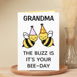 Cute Bumblebee Bee Grandmother Happy Birthday Thank You Card<br><div class="desc">Looking for a unique way to express your love and humour to your grandparent? Our funny bumblebee pun greeting card is the perfect choice for your grandma on her birthday! Customise it by adding your own personal message.  Design features two bees wearing pink and orange birthday party hats.</div>