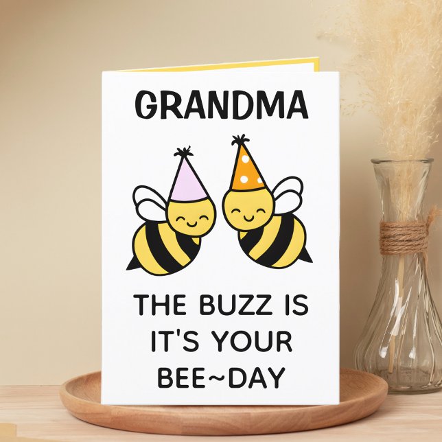 Cute Bumblebee Bee Grandmother Happy Birthday Thank You Card (cute bee bumblebee birthday card for grandma)
