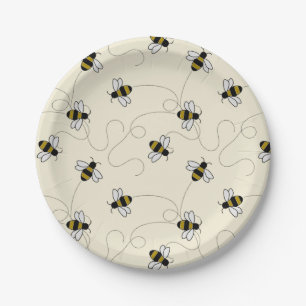 Cute Bumblebee Cartoon Cartoon Killer Bee Pattern Paper Plate