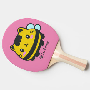 Cute Bumblebee Cat Personalised Text Ping Pong Paddle
