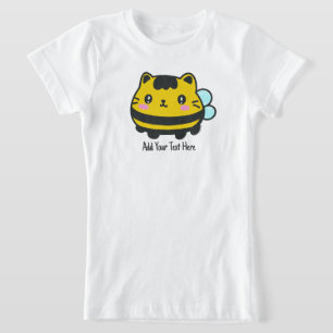Cute Bumblebee Cat Personalized Text  T-Shirt