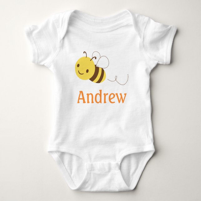 Cute Bumblebee Custom Personalised Baby's Name Baby Bodysuit (Front)