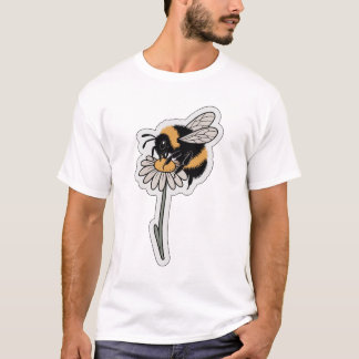 Cute Bumblebee Daisy Flower T-Shirt Design