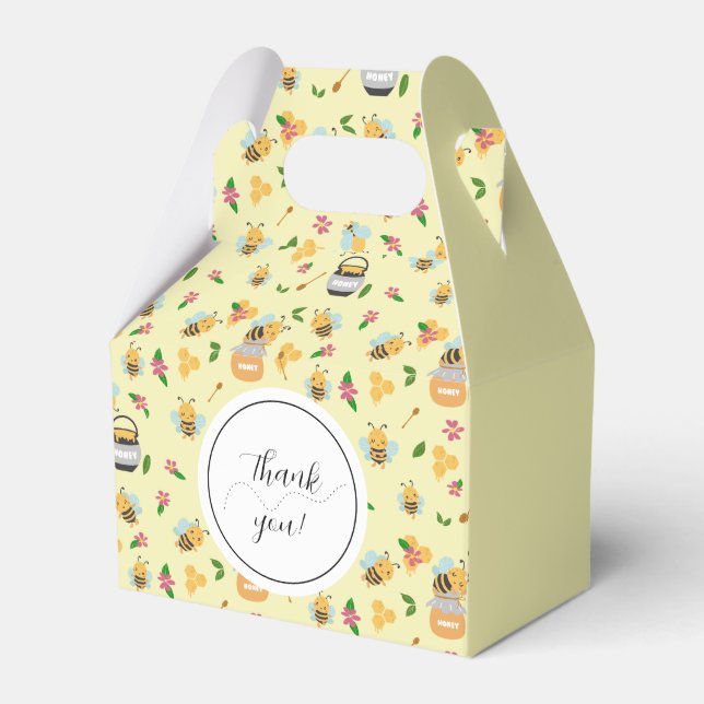 Cute bumblebee honey jar pattern yellow Thank you Favour Box (Front Side)