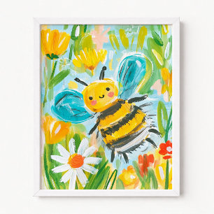 Cute Bumblebee Illustration Poster